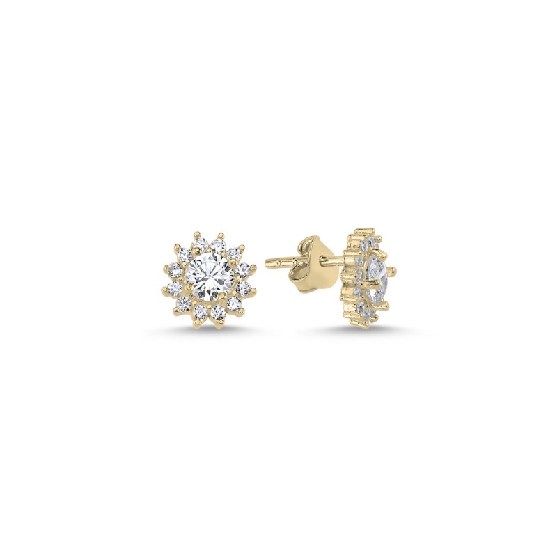 Halo Solitaire CZ Stud Earrings