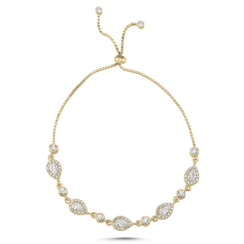 Teardrop CZ Adjustable Sliding Bracelet
