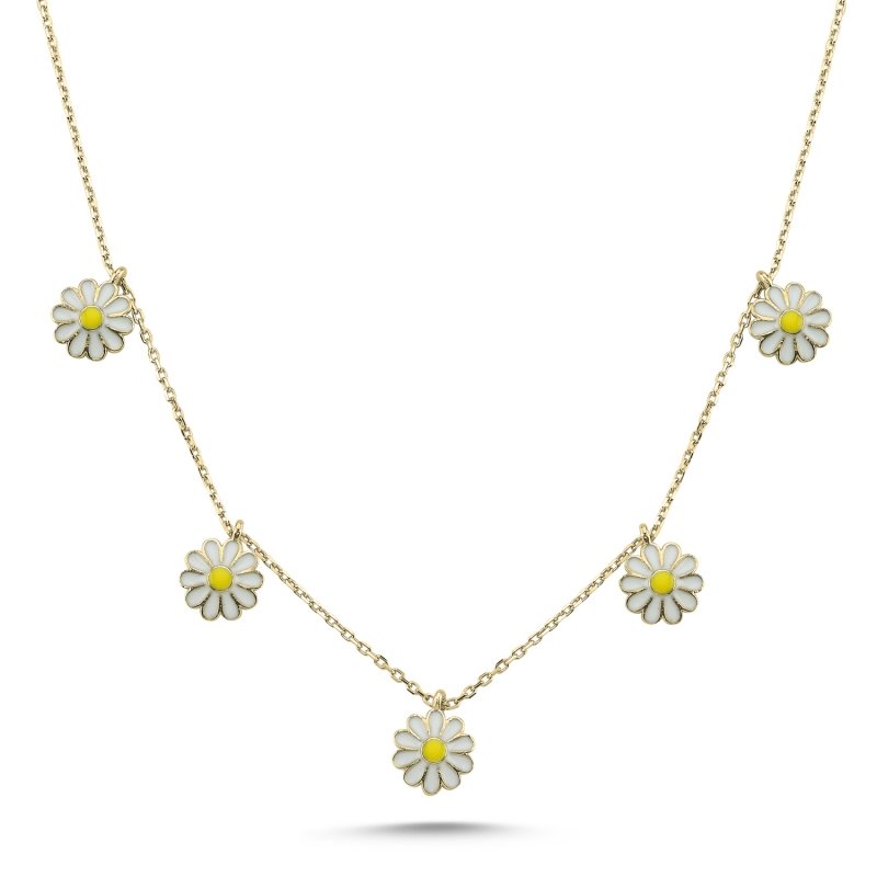 Daisy Enamel Dangle Charm Necklace