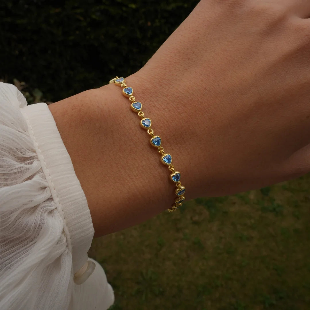 Aquamarine Heart Armkette