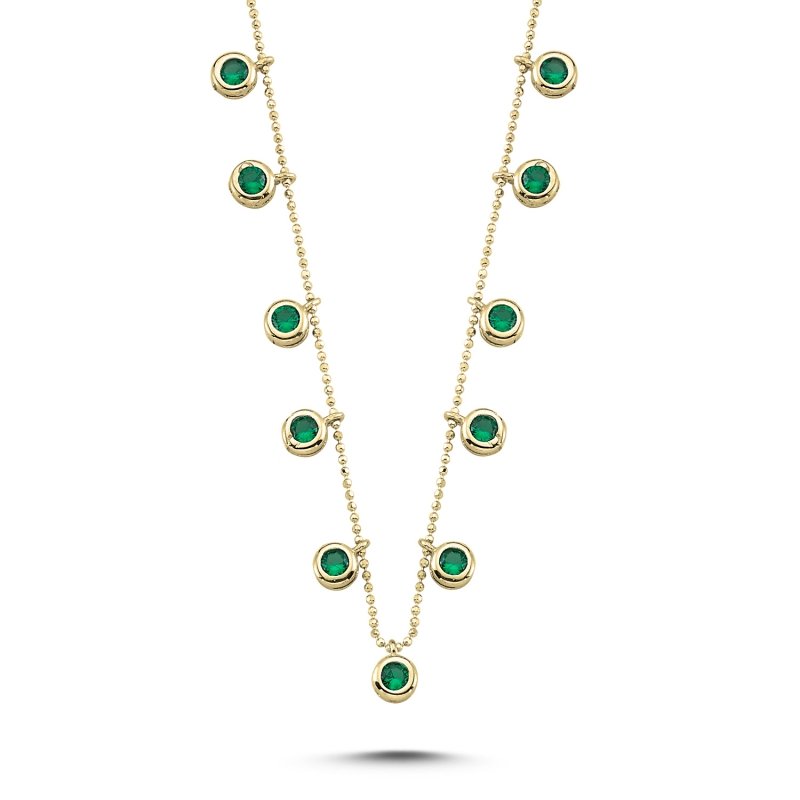 Emerald CZ Dangle Charm Necklace