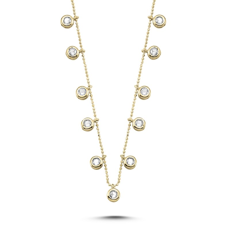 CZ Dangle Charm Rolo Necklace