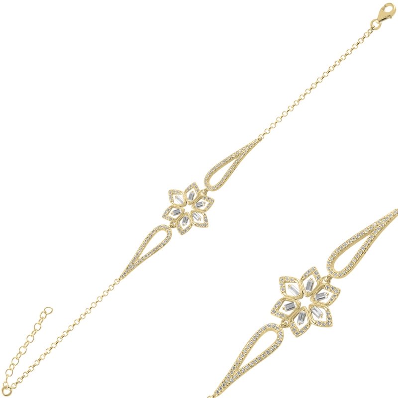 Flower Baguette CZ Bracelet
