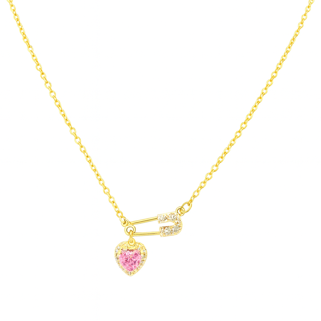Heart Pink Needle Halskette