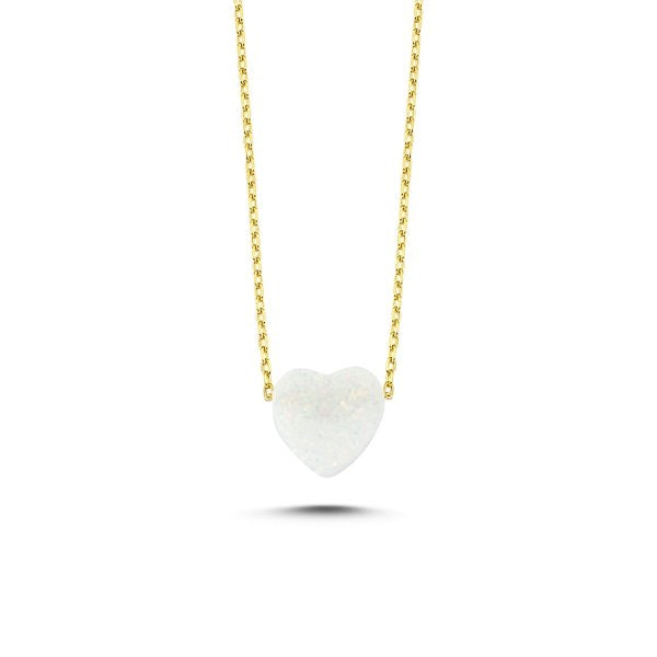 Heart White Opal Necklace