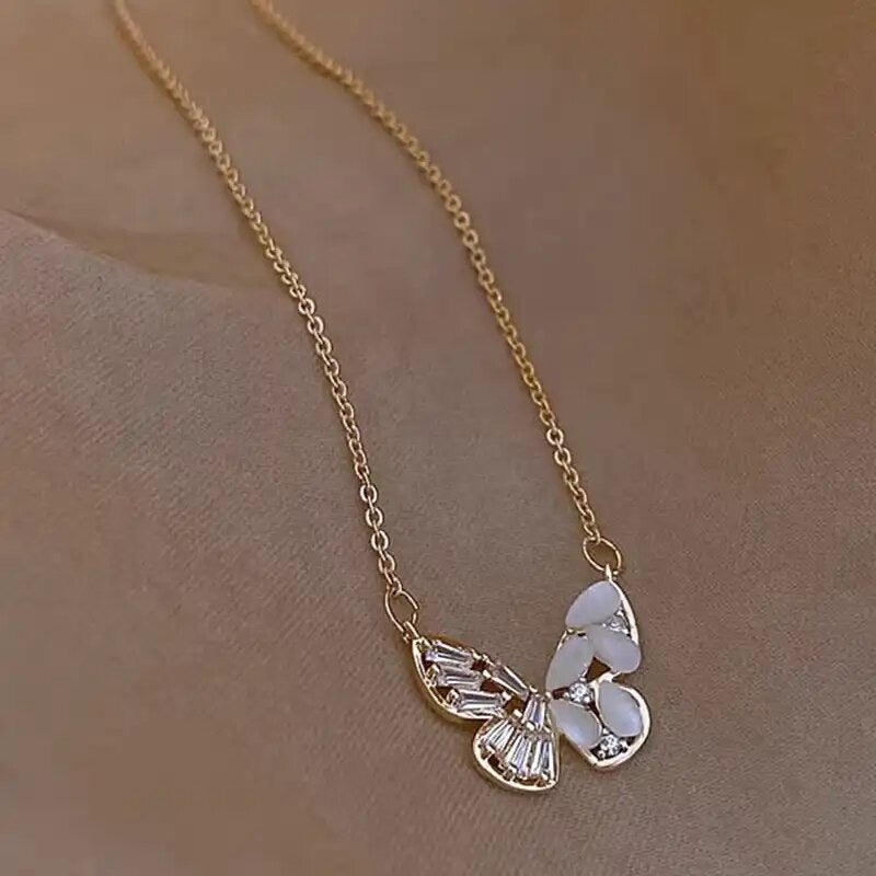 Schmetterling Opal Halskette