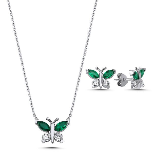 Colored CZ Butterfly Set