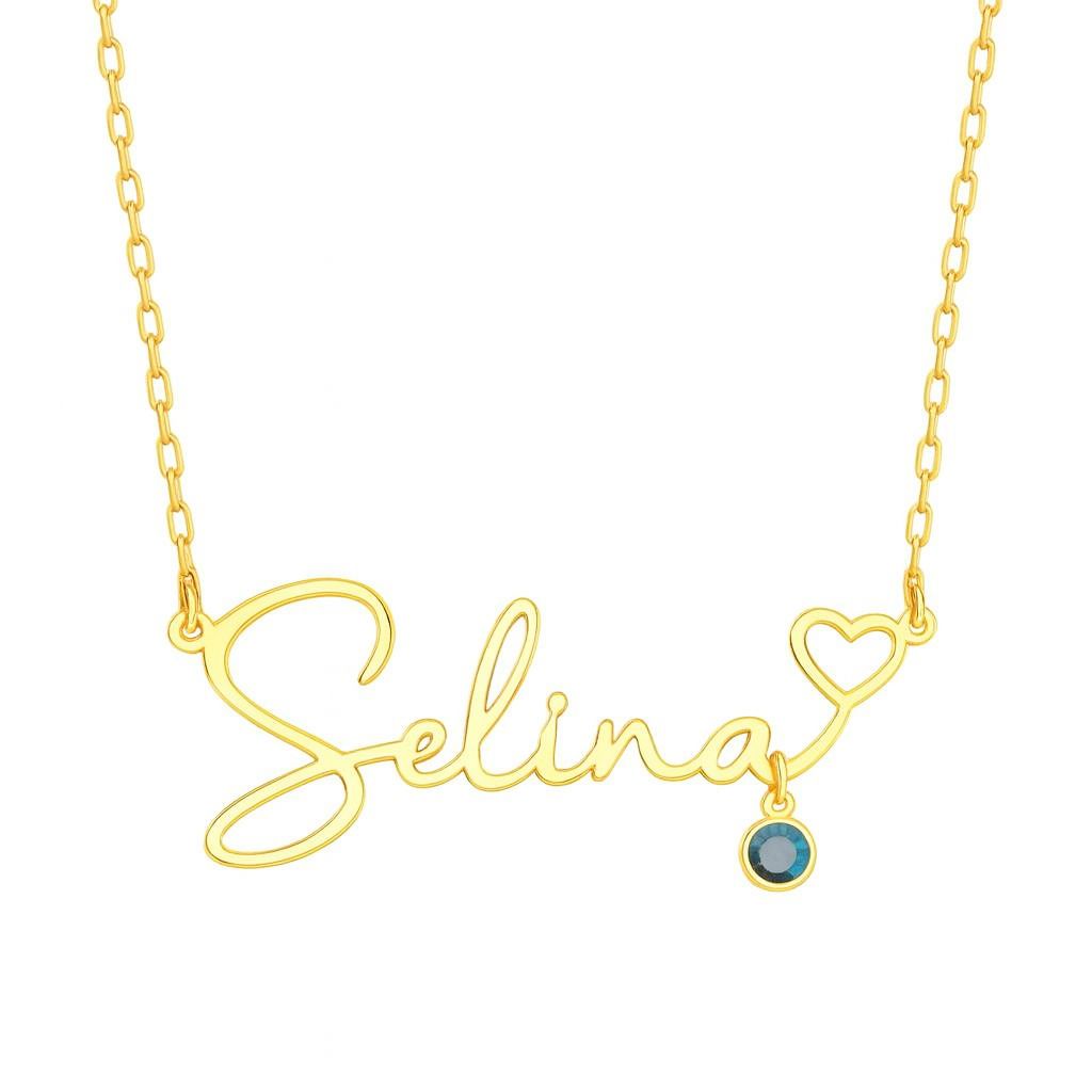 NAMENSKETTE MIT HERZ UND GEBURTSSTEIN| 925 SILBER