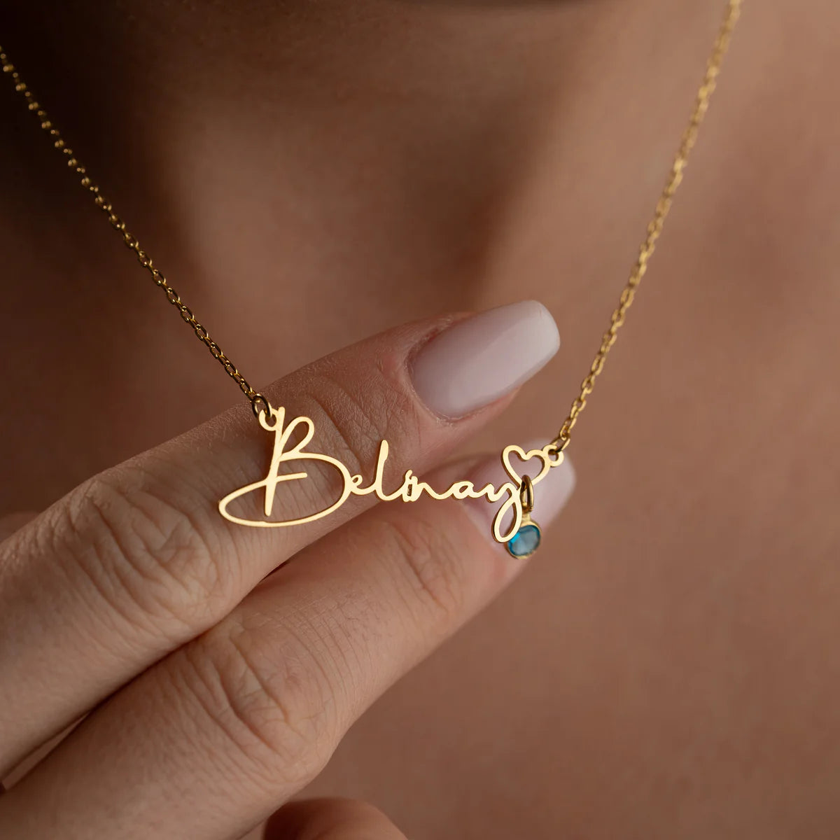 NAMENSKETTE MIT HERZ UND GEBURTSSTEIN| 925 SILBER