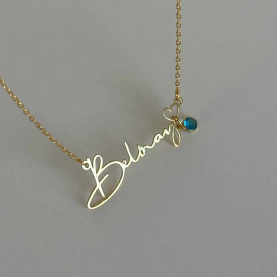 NAMENSKETTE MIT HERZ UND GEBURTSSTEIN| 925 SILBER