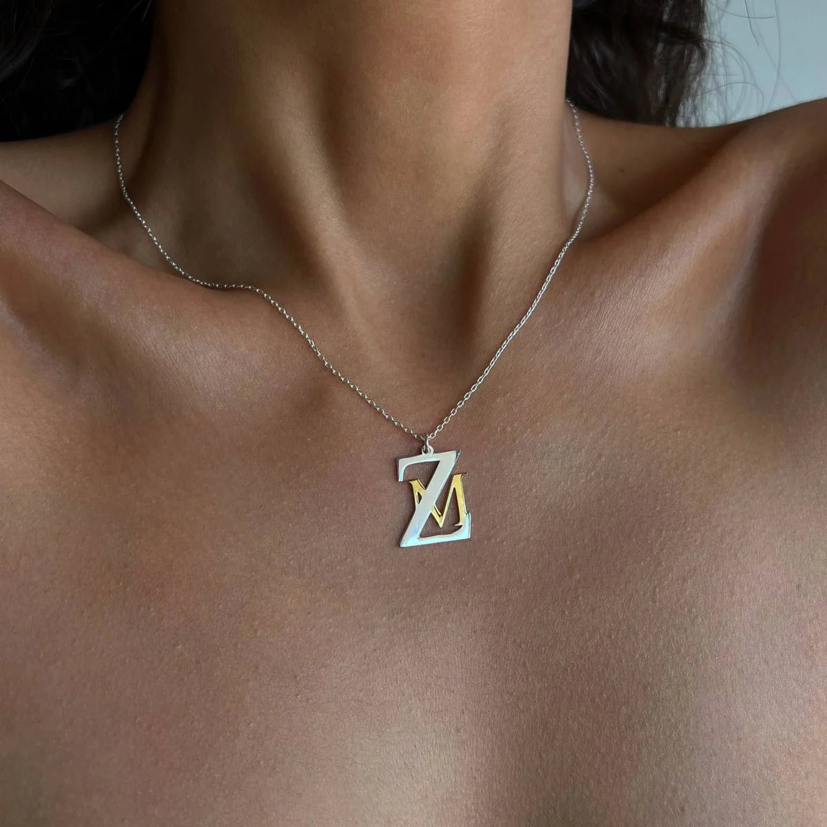 ZWEIER BUCHSTABEN HALSKETTE (DUO) | 925 SILBER