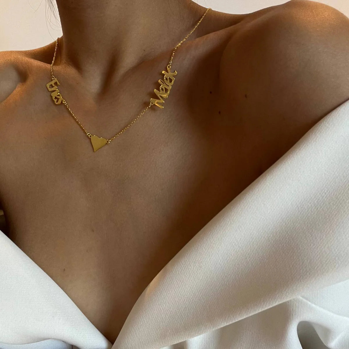 NAMENSKETTE MIT 2 WUNSCHNAMEN + HERZ