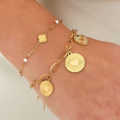 Kleeblatt Armkette mit Perlen
