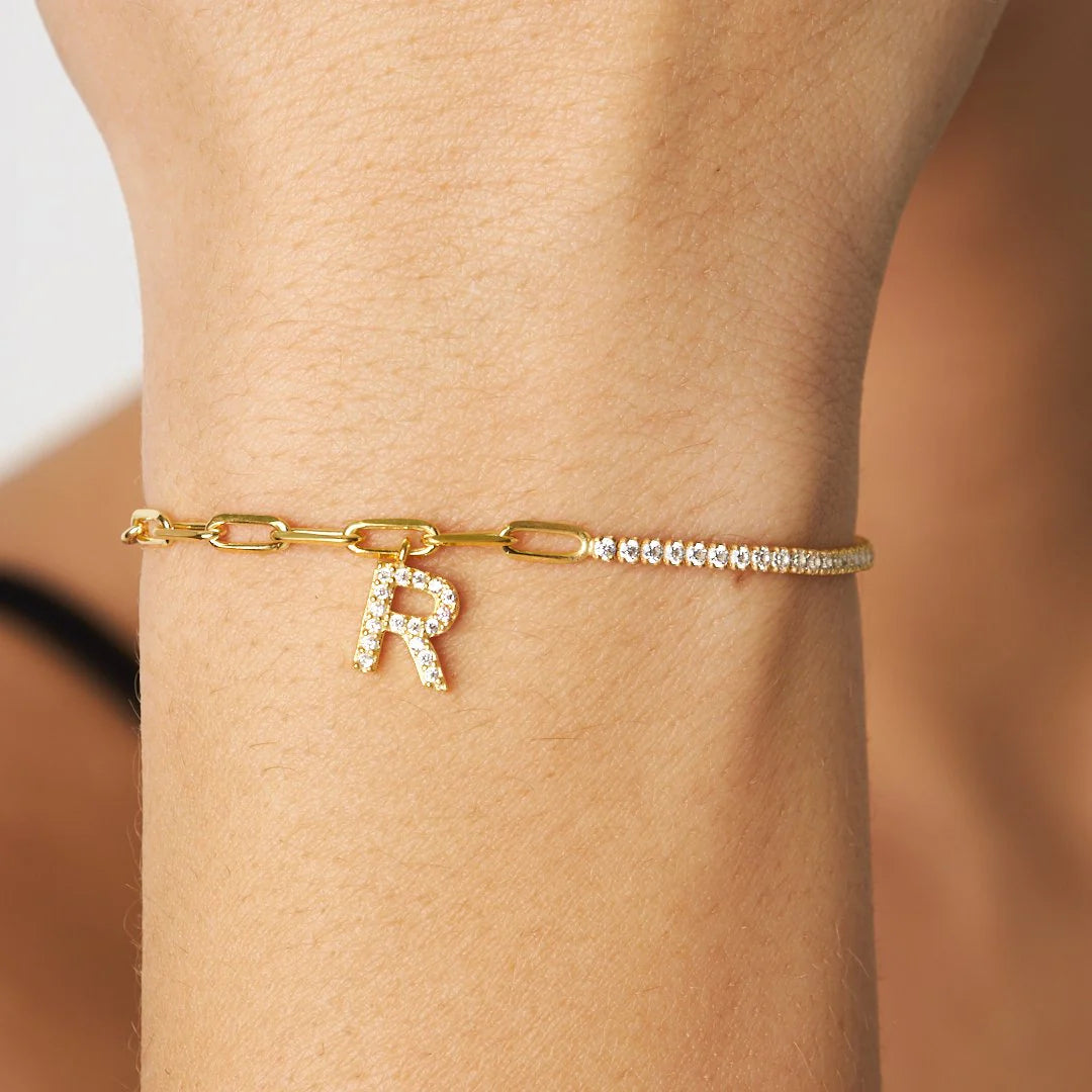 Wasserstraßen Kettenarmband mit Steinen und Buchstaben