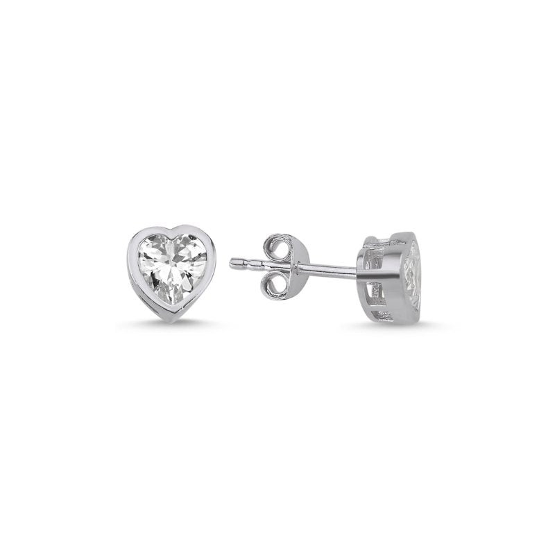 Heart Solitaire Stud Earrings