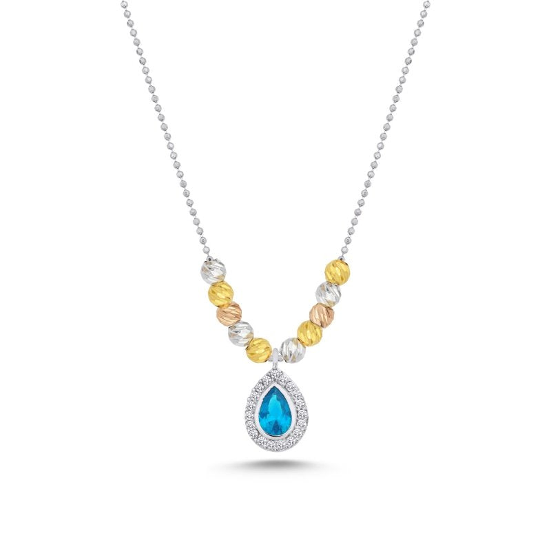 TRICOLOR AQUAMARINE HALSKETTE
