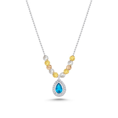 TRICOLOR AQUAMARINE HALSKETTE