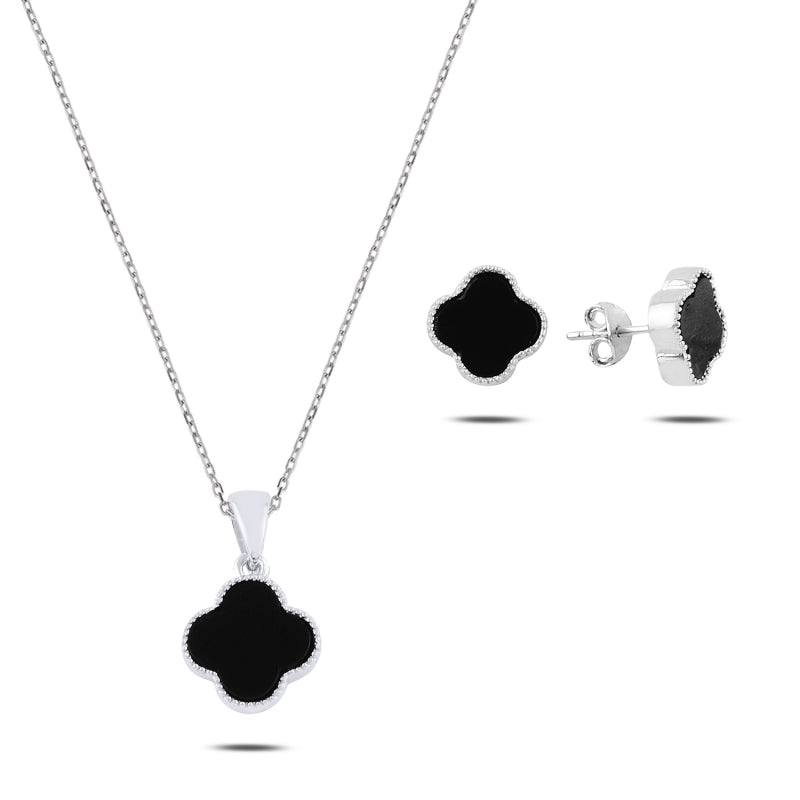 Quatrefoil Black Set