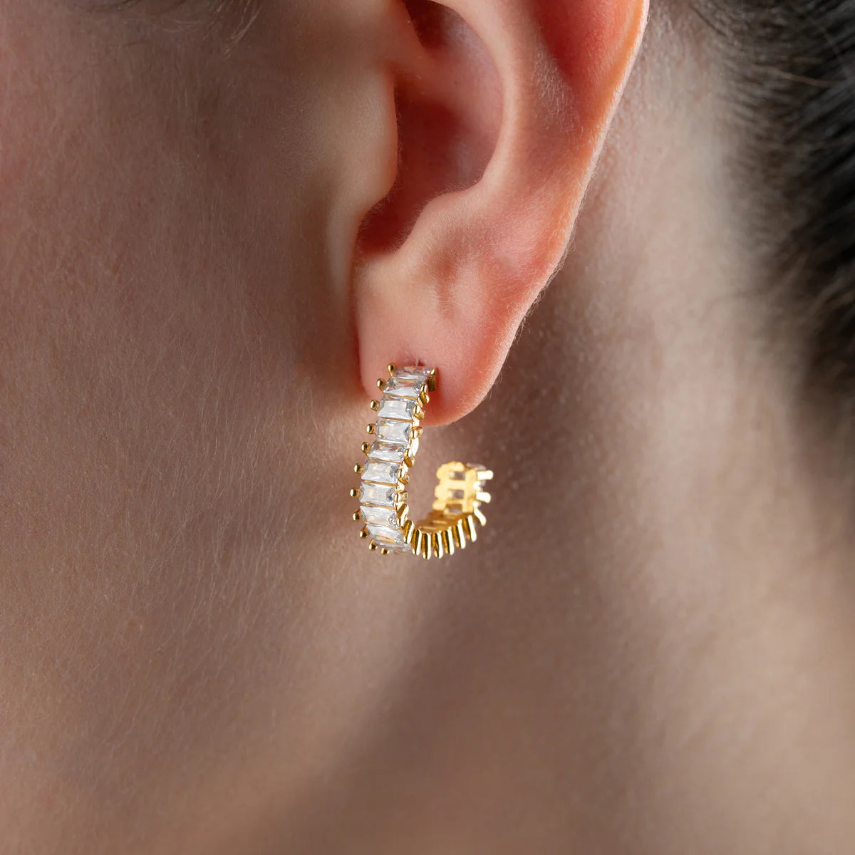 BAGUETTE HERZ CREOLEN | 925 SILBER