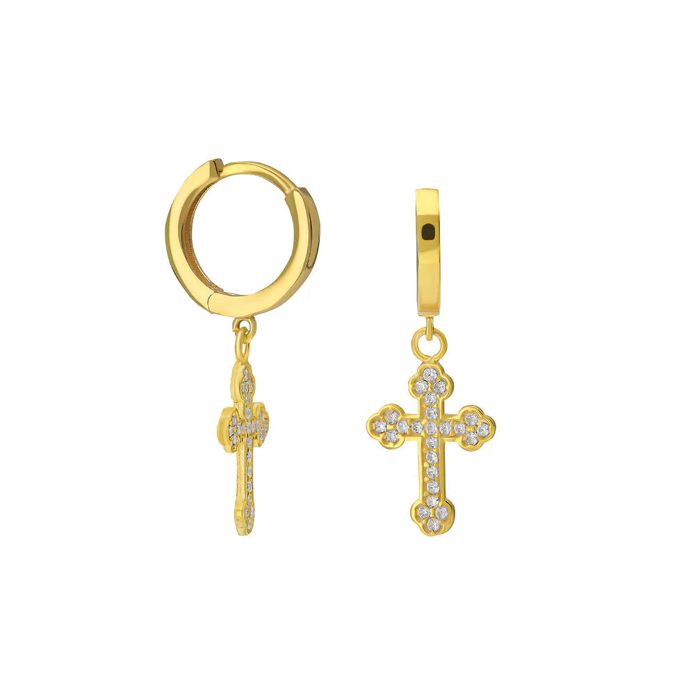 ZIRKONIA KREUZ OHRRINGE | 925 SILBER