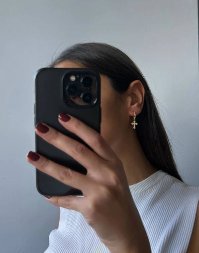 ZIRKONIA KREUZ OHRRINGE | 925 SILBER