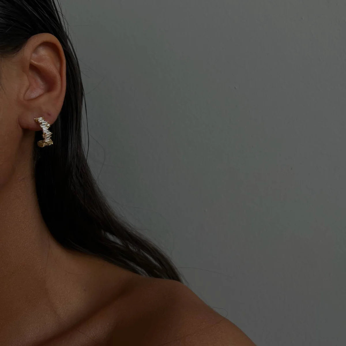 BAGUETTE CROSS OHRRING | 925 SILBER