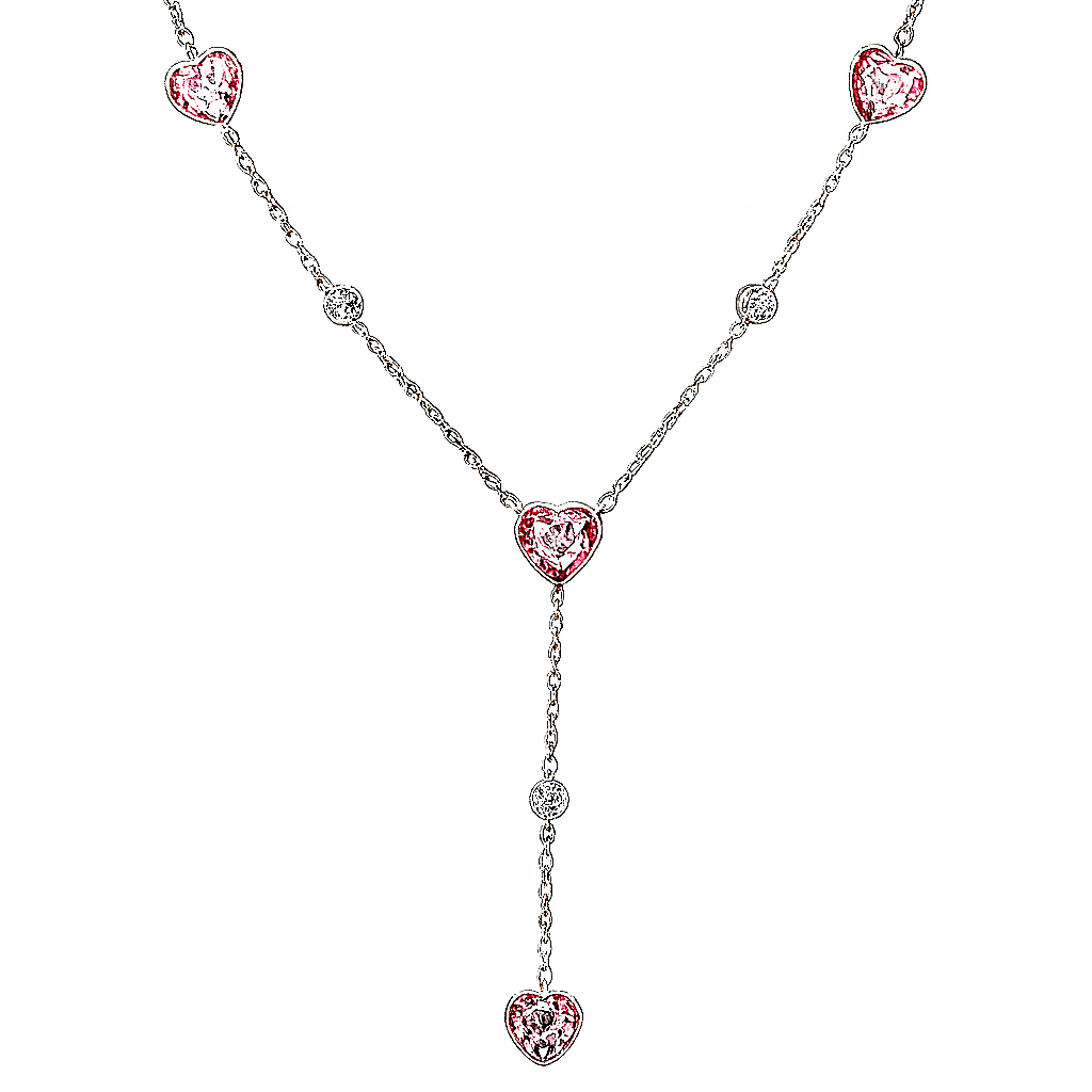Rosa Heart mini Zirkonia Y Kette