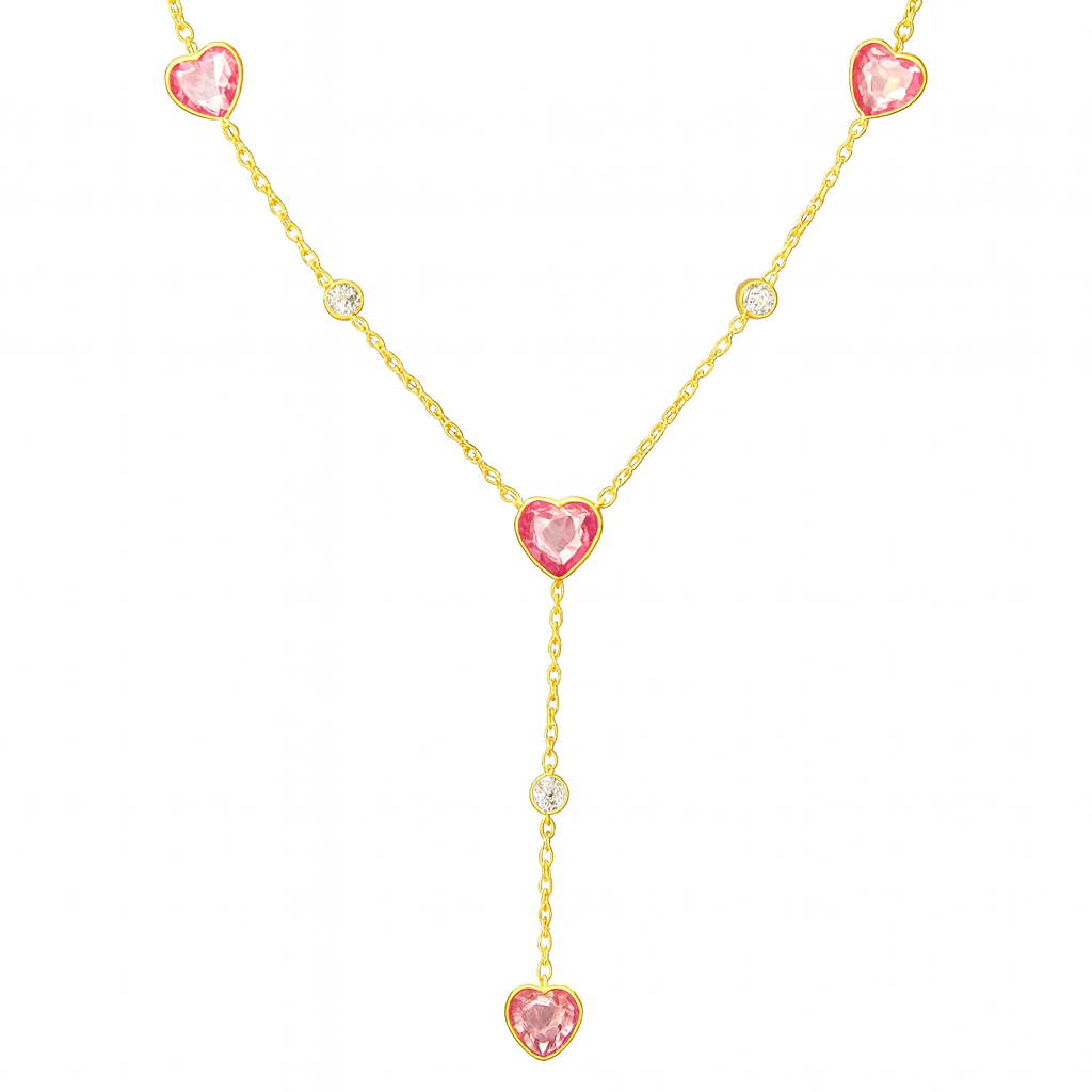 Rosa Heart mini Zirkonia Y Kette
