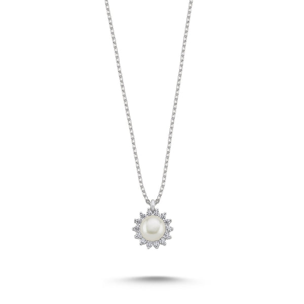 Solitaire Pearl & CZ Necklace