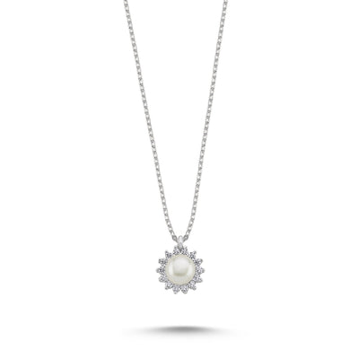 Solitaire Pearl & CZ Necklace