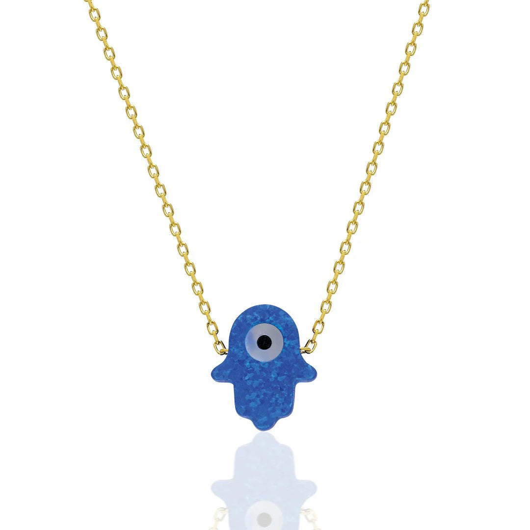 Fatimas Hand Blue Nazar Halskette