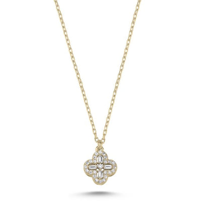 Quatrefoil Baguette Necklace