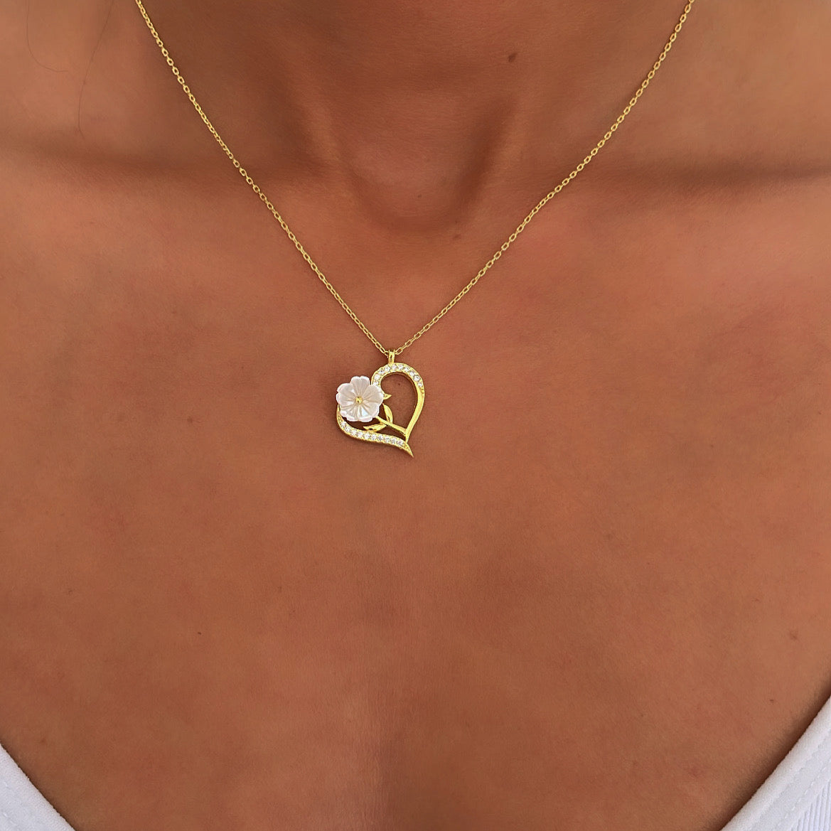 Heart Mother of Pearl Necklace