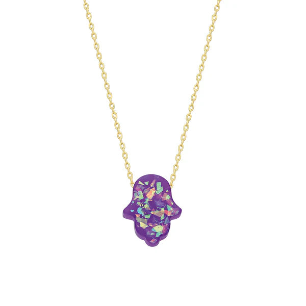 FATIMAS HAND KETTE VIOLETT | 925 SILBER
