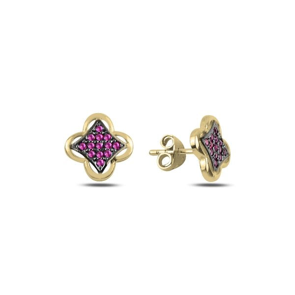 Quatrefoil Ruby Earrings